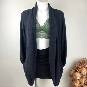 Barefoot Dreams CozyChic Lite Black Open Front Circle Cardigan Sweater